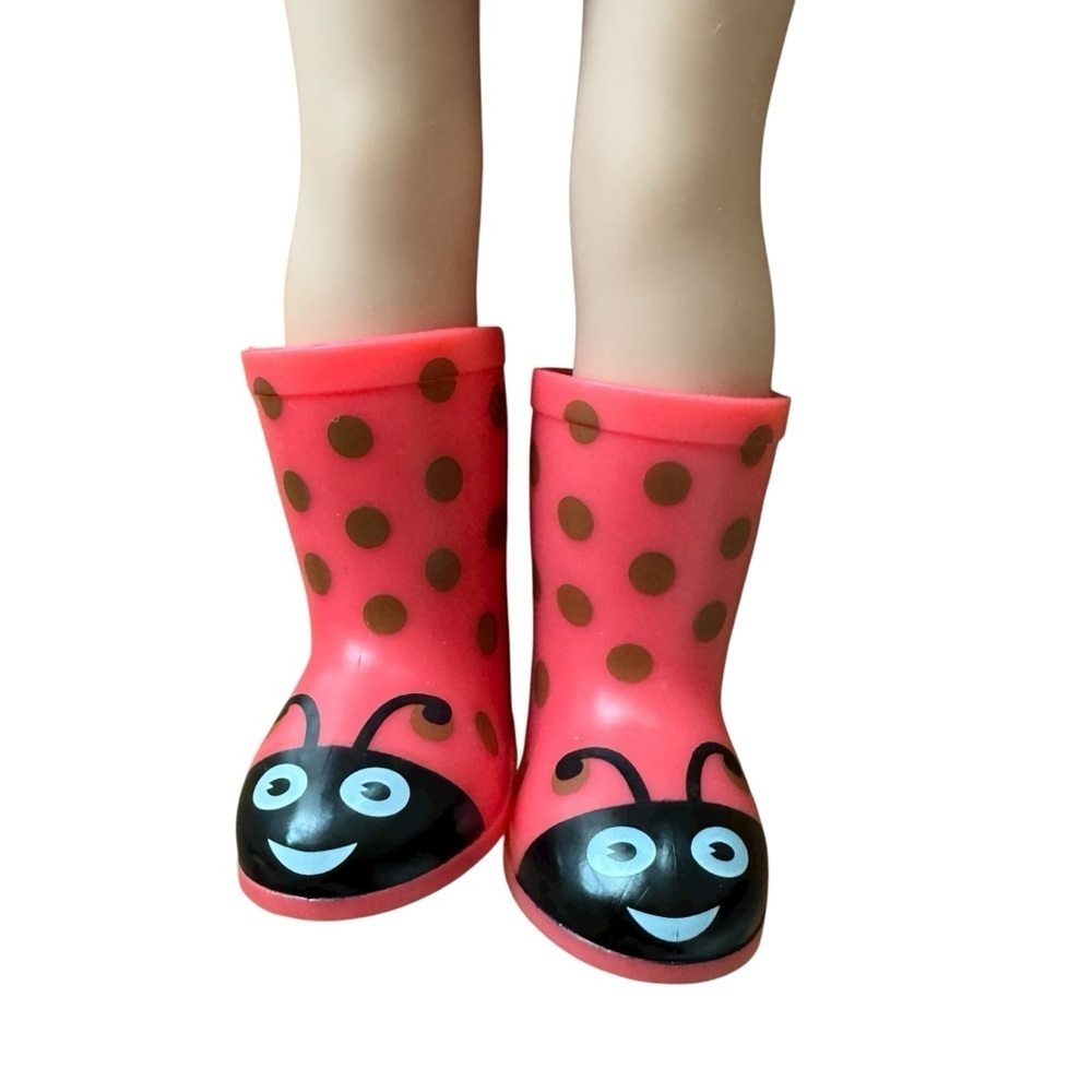 American Girl Wellie Wishers Doll Fox Purple Corduroy Overall Ladybug Boots - Picture 2 of 9